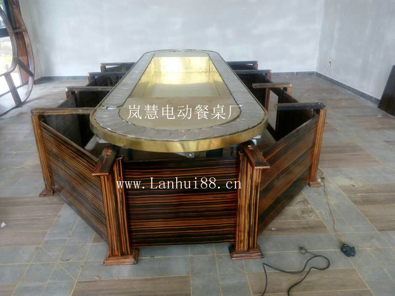 天然大理石输送带餐桌图 高级会所专用天然大理石输送带旋转餐桌