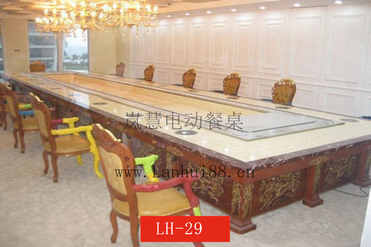 回转传送带餐桌大理石 回转传送带餐桌长方形回转火锅餐桌