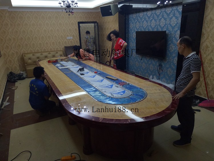 回转椭圆长形传送带电动餐桌