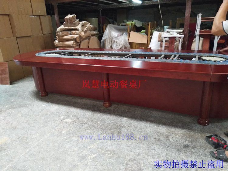 岚慧生产输送带电动台批发 传送带月牙回旋餐桌厂家直销