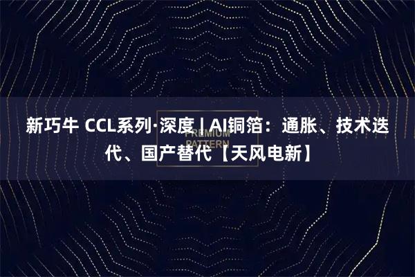 新巧牛 CCL系列·深度 | AI铜箔：通胀、技术迭代、国产替代【天风电新】