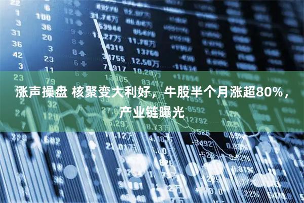 涨声操盘 核聚变大利好，牛股半个月涨超80%，产业链曝光